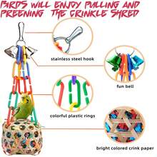 Conjunto de 6 brinquedos para pássaros, corda de algodão para escalada, bola de vime colorida, rattan aleatório, para papagaios pequenos/médios mastigarem, moerem, morderem, decoração de gaiola para papagaios, suprimentos para animais de estimação - Multicolorido - Ver 2