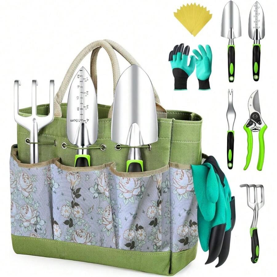 Premium Heavy Duty Gardening Tools Set - 22-Piece Ergonomic Garden Tool Kit - Ideal Gifts For Women, Mom, Men - Floral - View 1
