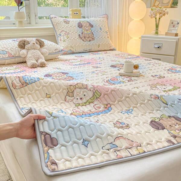 1 pièce Tapis fin et respirant pour les dormeurs qui ont chaud, imprimé de fleurs et d'animaux de dessin animé, pliable et rafraîchissant, confortable pour la peau, convient pour les lits simples et doubles, adapté pour les chambres à coucher et les dortoirs d'étudiants