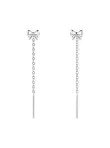 1 par de hilos para los oídos de plata S925 con lazo, elegantes pendientes colgantes para uso diario y fiestas, diseño de cuidado de los oídos hipoalergénico, set de regalo de lujo para mujeres
