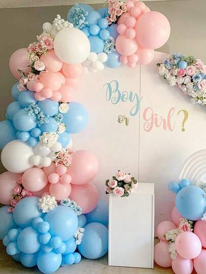 140pcs Pastel Pink Blue Balloons Garland Arch Kit Gender Reveal Party Decor Balloon Baby Shower 1st Birthday Decorations Wedding Christening Supplies