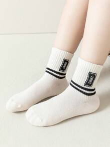 5 pares de meias infantis casuais versáteis e listradas da moda
