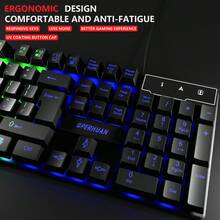Wired Gaming Keyboard And Mouse Headset Combo,Rainbow LED Backlit Wired Keyboard,Over Ear Headphone With Mic,For PC,Laptop - 黑色 - 查看 4