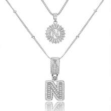 2 Dây chuyền chữ cái mạ vàng 18k lấp lánh, dây chuyền mảnh mai, dây chuyền tên cá nhân hóa, mặt dây chuyền tròn đính đá Zirconia, trang sức pha lê, quà tặng cho phụ nữ - 26 chữ cái - Xem 54