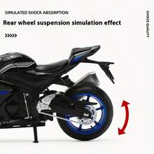 C C A 1:12 比例铃木 GSX-R1000 摩托车模型，黑色/蓝色可选，带/不带展示架，可直立，方向盘可移动，后轮带逼真悬架，是摩托车爱好者收藏的理想选择，适合男孩和女孩的玩具，街头/越野摩托车装饰，万圣节、圣诞节、生日礼物 - 黑色 - 查看 8