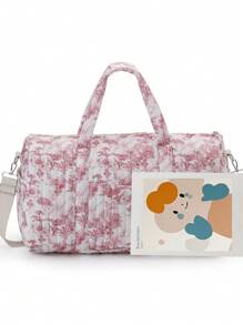 Quilted High Capacity Travel Tote Bag, Weekend Short Trip Storage Bag, Lightweight Washable Mom's Maternity Bag With Detachable Shoulder Strap Bag For School School Accessories School Stuff