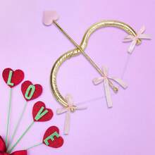 Conjunto de arco y flecha de Cupido, accesorios para disfraz de Halloween, cosplay, accesorios de fotos para mujer - oro - Ver 4