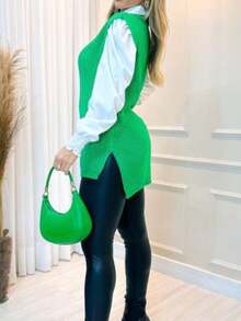 Women Sweater Vests - 綠色 - 查看 2