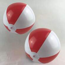 16"/40cm Inflatable Red & White Beach Ball, PVC Material Multicolor Beach Play Ball Toy - Multicolor - View 4