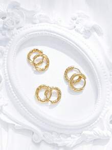 Mazuer 1 Pair 18K Gold Plated Retro Vintage Candy Color Unique Design Twist Hoop Earrings, Y2K Western Jewelry Gift For Girlfriend Mother's Day Ramadan Thanksgiving July 4th Holiday Party Daily Vacation