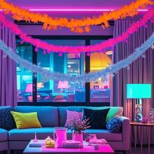 2 metri Di Banner Fluorescente Neon Luminoso, Decorazioni Appese, Banner Luminoso Nel Buio, Ghirlanda Reattiva Alla Luce Nera, Stelle Neon Per Feste, Facile Da Modellare E Tagliare, Per Feste A Tema Compleanno, Discoteca, Bar, Decorazioni Per La Casa, Feste Luminose, Decorazioni Natalizie, Richiede Irradiazione UV