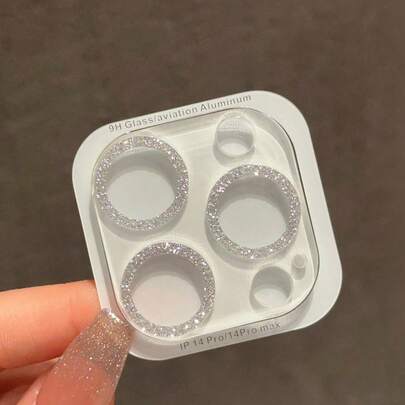 闪光水钻 Apple 15 ProMax 镜头膜，内置 14 ProMax 智能手机相机玻璃镜头保护环框架盖，钢化玻璃透明水钻镜头膜兼容 防水防震防摔防摔防刮防指纹全覆盖