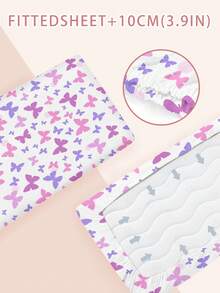 1PC Enchanted Butterfly Baby Sheet 110g Thick Fabric Kawaii Elegant Bow Design Bed Mattress Cover Anti-Slip Baby Bed Protector For Kids Bedroom - Multicolor - View 3