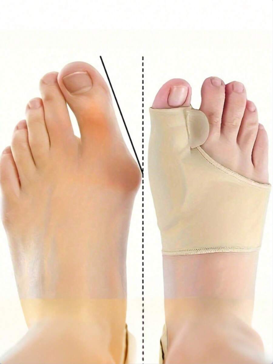 1pc/2pcs One Size - Left Foot Gel Pad: Foot Care Tool For Nighttime And Home Use - Suitable For Men And Women - Hand Wash Only - Suitable For Runners - Easy To Wear - Made Of Lycra (Spandex) - Beige - View 1