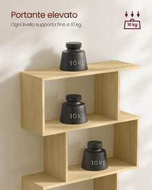 Scaffale a 6 Ripiani, Libreria, Divisorio per Stanza, Organizzatore Autoportante a Cubi, Stile Moderno, per Soggiorno, Camera da Letto, Ufficio,  rovere naturale - Quercia - Visualizzare 4