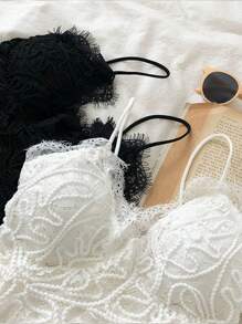 2pcs Lace Sexy Camisole Bra Top Underwear Layering Tank Tops, Backless Tube Crop Top Suitable For Wear As Outerwear