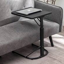 Laptop Desk, Foldable Side Table, PP+Steel, Height Adjustable, 43*43*58-69cm - màu đen - Xem 4