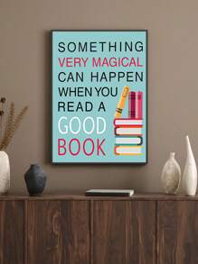 1pc Colorful Wall Art Print Inspirational Read Books Quote Art,Watercolor Books Art Painting, Art PostersMotivational Saying Canvas Poster For Classroom Library Study Decor Unframed