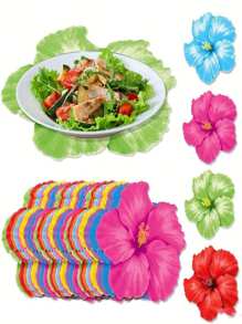 12 Stücke zufällige Farbe Hawaiianische Hibiskus Papier Tischsets - Rechteckige tropische Party Tischsets, geeignet für Feste, Treffen und Heimdekoration, zufällige Farbe florale Papier Tischsets, Hibiskus Blume Tischsets, Einweg-Blumen-Tischsets für hawaiianische Party, Hochzeit, Geburtstag, verschiedene Feste, Heim-Bankett-Dekorationen, Geschenke für Lehrer