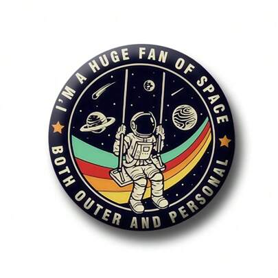 1pc 4.4cm/1.73inch Pattern Safety Pin Badge, Button Badge, Brooch Badge, Suitable For Wearing On Clothes, Bags, Backpacks, Funny Gift For Family And Friends