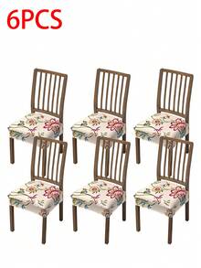 1/2/4/6pcs Printed Stretchable Removable & Washable Dining Chair Seat Covers - Multicolor - View 17