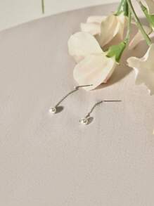 Women's Minimalist Faux Pearl Decor Threader Earrings Christmas Winter Christmas Gifts