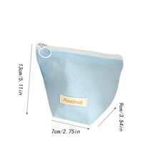 天蓝色化妆包，柔软拉链化妆品收纳袋，清爽夏日风格，便携式旅行和家居洗漱包，女士配饰 - 彩色 - 查看 2