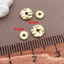 20/30/50 件真 18K 镀金隔珠，黄铜波浪圆盘珠 4/6 毫米金属扁平圆形珠子珠宝配件，适用于耳环手链项链珠宝制作