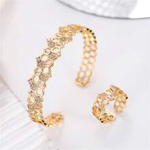1 pulseira aberta de zircônia cúbica incrustada, elegante e versátil