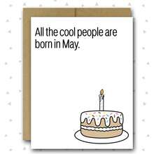 1 张生日快乐贺卡，趣味祝福，所有酷人都出生在五月、六月、七月、八月、九月、十月、十一月、十二月 - 彩色 - 查看 3