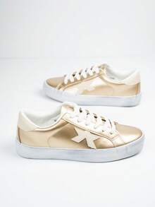 Women's Gold Metallic Sneakers - Gold - View 6