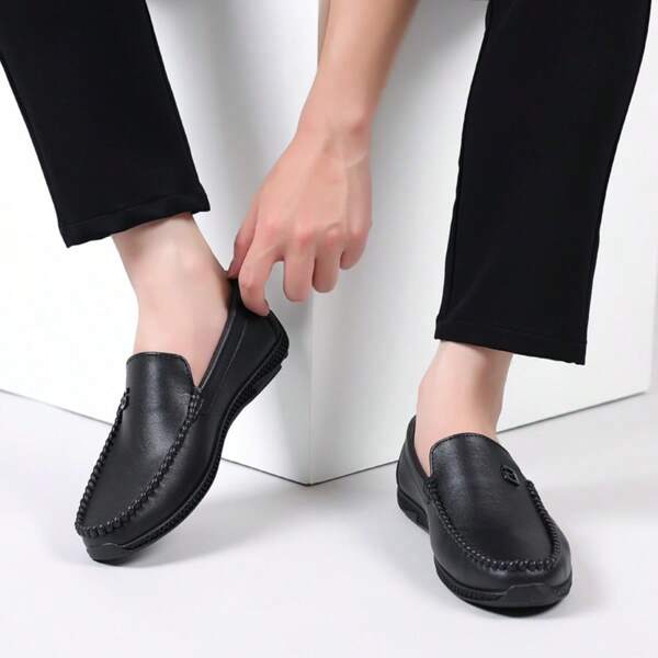 Business Casual Men's Leather Shoes, Anti-Slip, Wear-Resistant, Breathable, Moisture-Wicking Formal Dress Shoes For Wedding