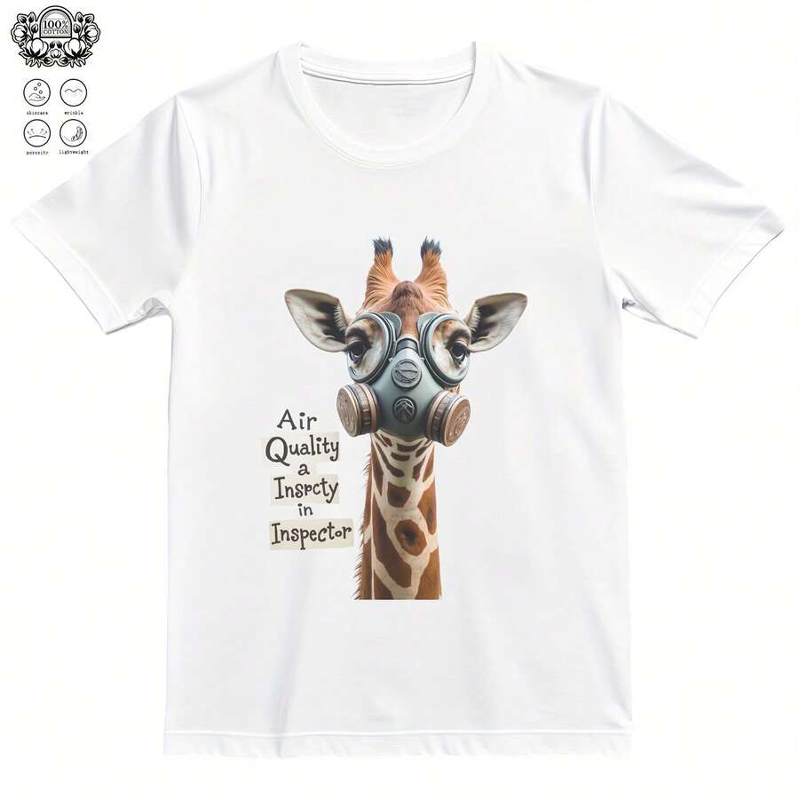 Giraffe Wearing A Gas Mask Air Quality Inspector All Season 220g Cotton ...