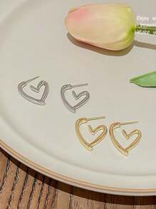 Pendientes de mujer con muesca de amor sencilla, pendientes de plata de ley de lujo ligero, collar versátil para el Día de la Madre, adecuado para ropa de entre semana