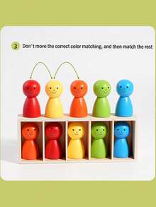 Early Education Color Matching Dolls, Educational Montessori Matching Wooden Villain Color Classification Cup Logical Thinking Training Multiplayer Game Puzzle Early Education Interactive Toys - 彩色 - 查看 6
