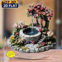 2D Flat Acrylic - One Piece Of Serene Waterscape With Sakura Flowers And Thatched Hut Design, Multifunctional Artist Home Decor, Ideal Gift For Valentine's Day, Home Accents | Floral Design | 2D Decoration, Charming Room Decor.