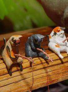 1pc Decoration For Fish Tank, Figurine Of Cat Fishing By The Fish Tank, Ornament Of Curious Cat Fishing For Aquarium, Desk Or Living Room Decor