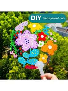 1/2/6 piezas de abanicos en blanco de plástico transparente - Kits de manualidades DIY para dibujo creativo, decoración del hogar personalizable y proyectos artísticos, abanicos semiarmados en blanco para adultos, accesorios de decoración del hogar | Abanicos personalizables | Mangos desmontables, accesorios de dibujo - transparente - Ver 6