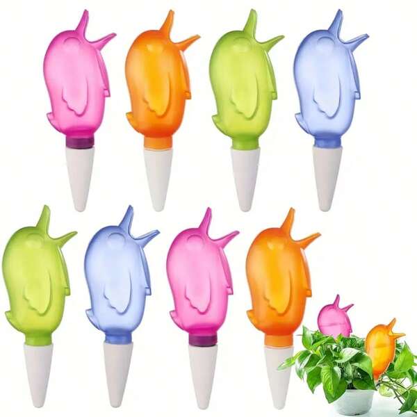 مسامير الري الذاتي بشكل طائر - نظام الري بالتنقيط الأوتوماتيكي للنباتات الداخلية والخارجية، مناسب للأشخاص المشغولين للخروج للعمل لري الزهور، مسامير الري، كرات الري، جذور مبللة