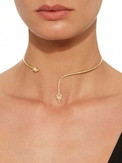 1 Stück verstellbare Zirkonia Blume Choker Halskette für Frauen