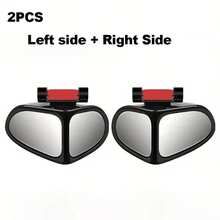 1 Pair Of Car Rearview Mirrors Front And Rear Wheels 360 Degree Adjustable Wide Angle Blind Spot Blind Spot Reflection Reversing Assist High Definition Small Round Mirror - one-size - View 2