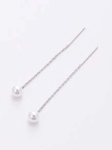 Women's Minimalist Faux Pearl Decor Threader Earrings Christmas Winter Christmas Gifts