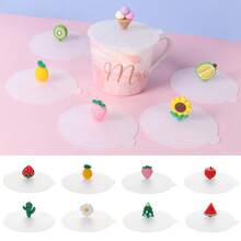 1个装透明卡通可爱硅胶杯盖耐热防漏密封盖防尘杯盖