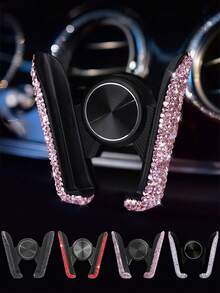 1 件水晶闪亮车载手机支架，迷你仪表盘通风口可调节 360° 通用车载手机支架