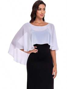 Sheer Shawls And Wraps Evening Dresses Chiffon Capes Women Soft Wedding Cover Up - White - View 4