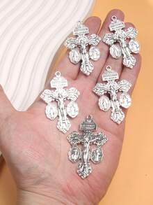 5 件镀银圣十字合金吊坠，DIY 饰品工艺金属配件 M261
