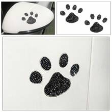 2pcs Cute Car Decals, Anti-Scratch Protective Film, Rhinestone Cat/Dog/Bear Paw Prints, Car Body Decoration, Paint Protection - 2 Diamond-encrusted Footprints - View 6