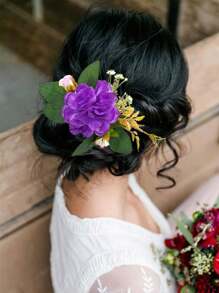 Nuevo accesorio para el cabello de estilo bohemio con flor de tela de rosa para novia y accesorios para el cabello de vacaciones en la playa, peinetas para el cabello lateral, artículos escolares