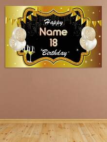 1 peça de balão azul e dourado personalizado para festa de aniversário, pano de fundo, tapeçaria, banner, bandeira, fundo decorativo, tecido, decoração, Natal, fácil de limpar, requintado, personalizado de alta qualidade, personalizado, único, presentes ideais para ela, namorado, namorada, pai, mãe, família, amigos, filho, filha, estudantes para casamentos, para inauguração de casa, escola, casa, escritório, itens essenciais para casamento, faixas e flâmulas personalizadas, ambiente acolhedor