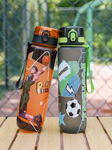 1pc 1000ml Or 750ml(Approx. 32oz Or 26oz) Gradient Color Pattern Theme Sports Water Bottle, Matte Mouth Direct Drink Cup, 3D Printing Design, Portable Leak-Proof Cap, Carry Strap, Suitable For Cycling, Running, Hiking, Camping